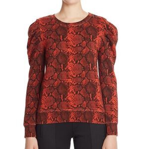 Pam & Gela Puff Shoulder Snake Print Sweatshirt Lava Red